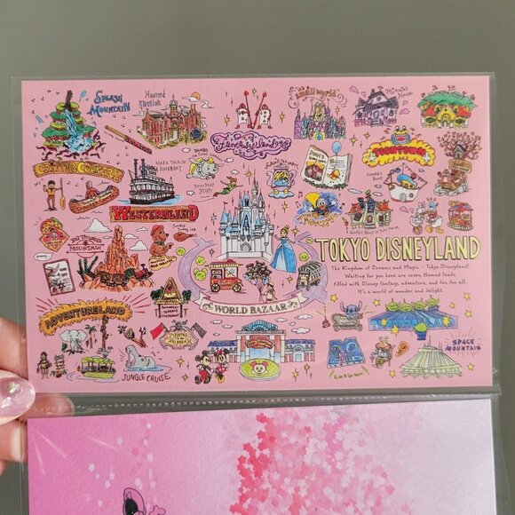 Tokyo Disney Postcards - Pink - Set of 2- New - Picture 3 of 6